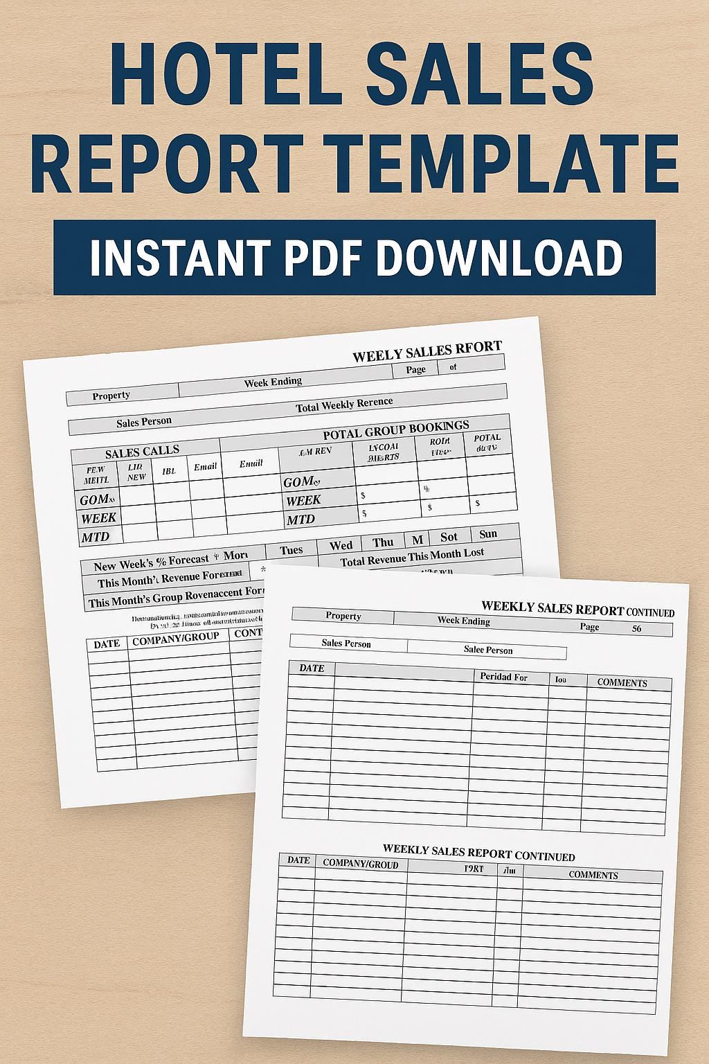 Hotel Sales Report Template – Weekly Group Booking & Revenue Tracker ...