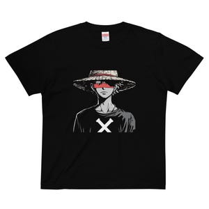 Anime Streetwear T-Shirt | Red Bar X Character | Cyberpunk Inspired Graphic Tee | Japanese Art | Dark Minimalist Aesthetic