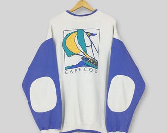 Vintage Y2K Cape Cod Massachusetts Sweatshirt Large Cape Cod Yachting Graphics Sweater Cape Cod USA Jumper Massachusetts Crewneck Size L