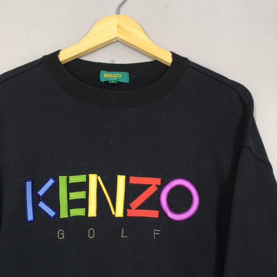 Vintage Kenzo Golf Black Sweatshirt Large Kenzo Golf Embroidered