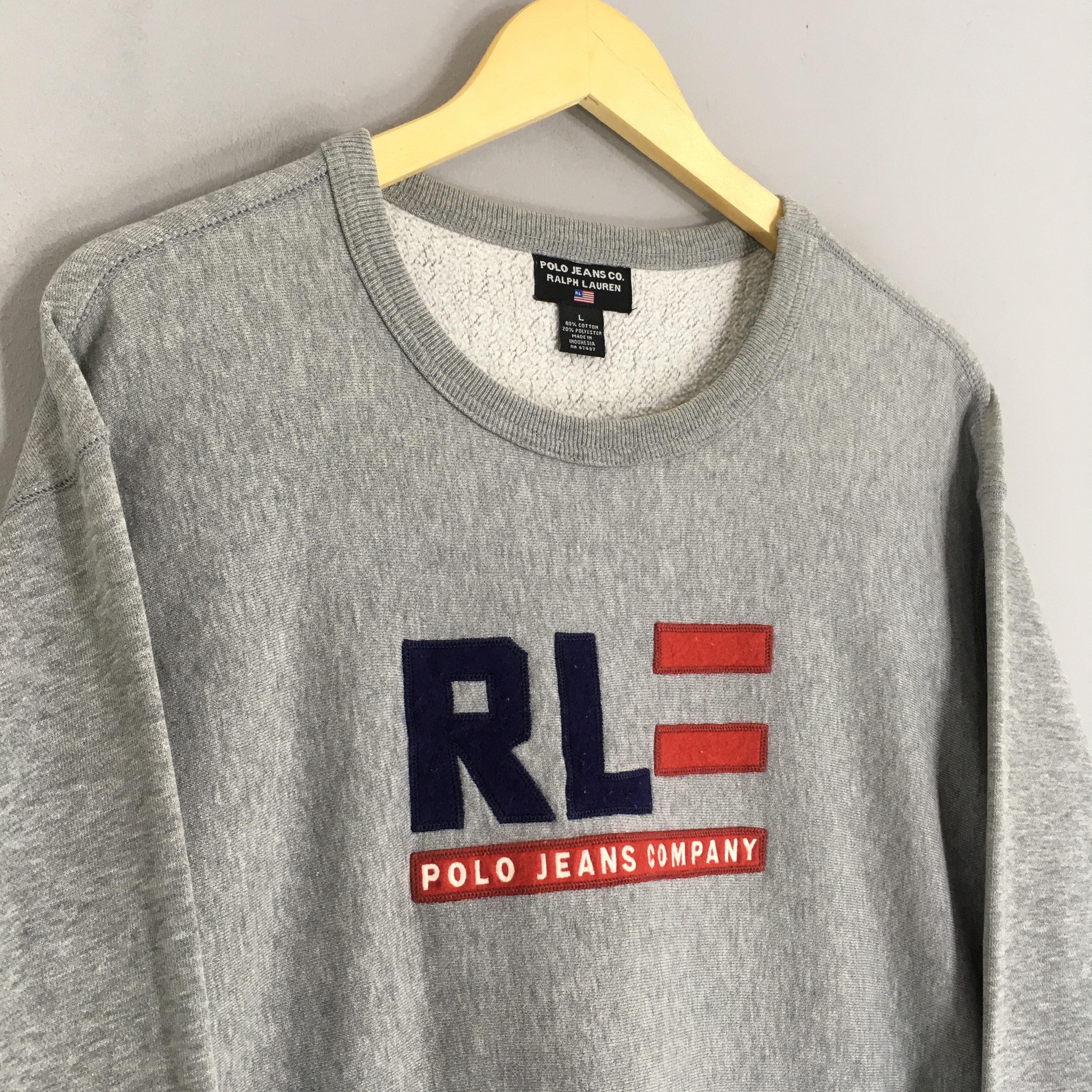 Vintage Polo Jeans Ralph Lauren Gray Sweatshirt Large Polo Jeans 