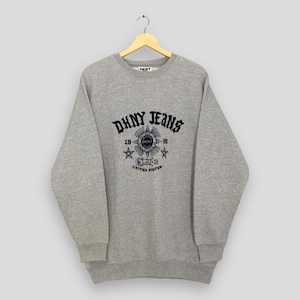 Vintage 90s Dkny Jeans USA Gray Sweatshirt XLarge Donna Karan New York Sweater Dkny Jeans Spell Out Jumper Dkny Usa Crewneck Size XL