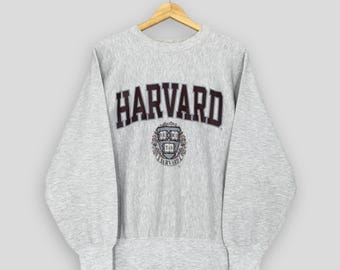 Vintage 90s Champion Harvard University Gray Sweatshirt Medium 80s Harvard University Spell Out Logo Sweater Harvard Reverse Weave Jumper M