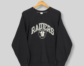 Vintage 80s Los Angeles Raiders NFL Sweatshirt Large Champion Real Men Wear Black Raiders Jumper Oakland Raiders American Football Sweater L