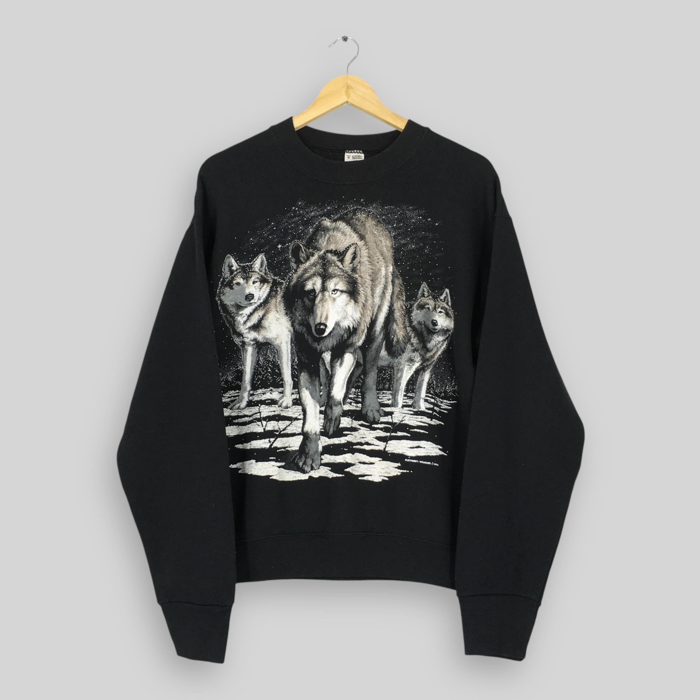 Vintage 90s Timber Wolves Wildlife Sweatshirt Medium Wolves