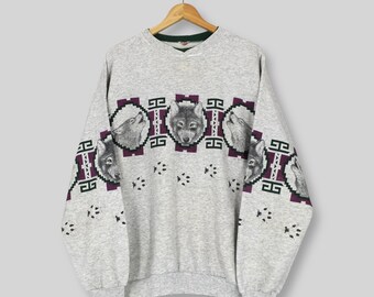 Vintage 90s Art Unlimited Wolves Wildlife Sweatshirt Large Wolves Wildlife Graphic Sweater Alaska Wolf Jumper Timber Wolves Crewneck Size L