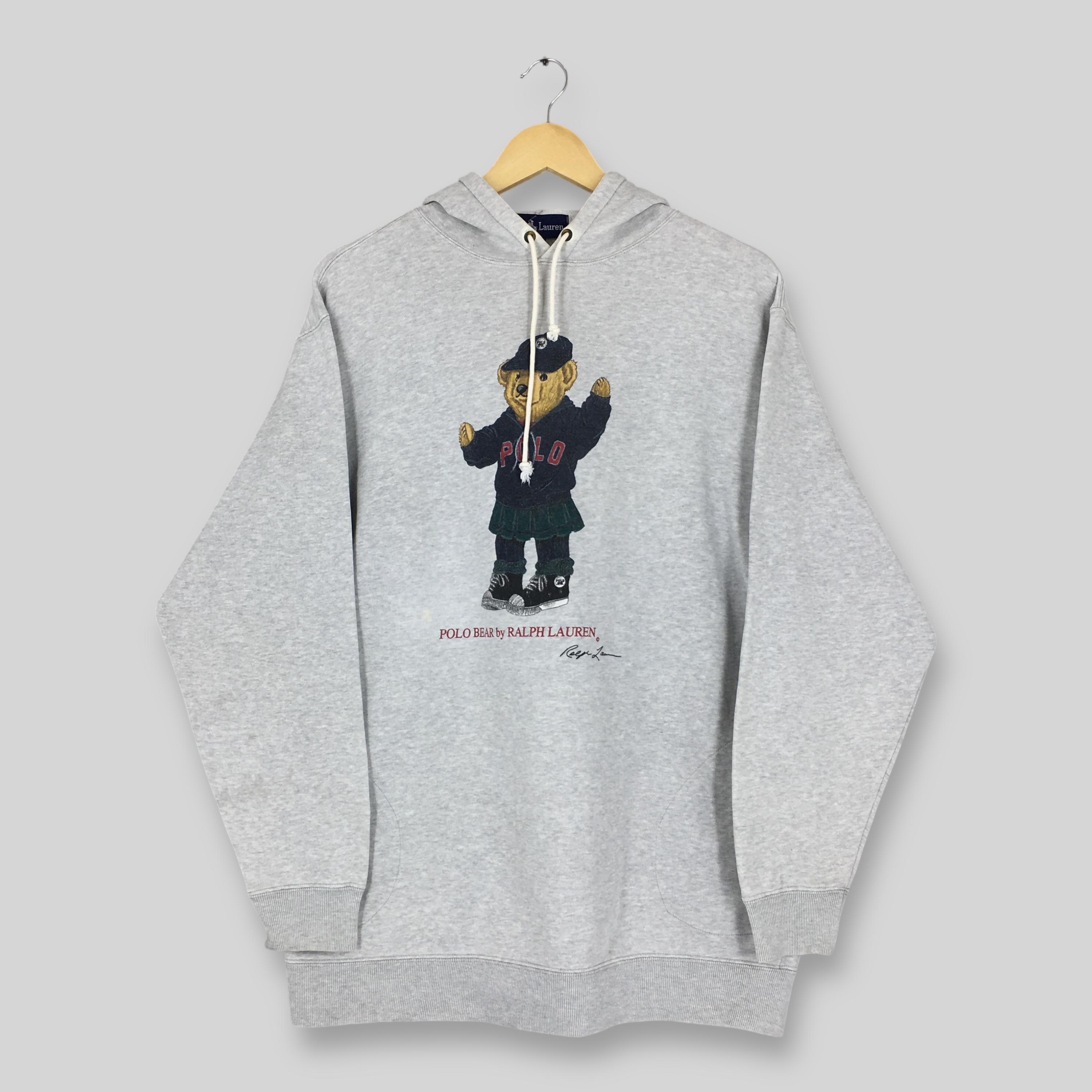 Vintage 90s Polo Bear Ralph Lauren Hoodie Sweatshirt Small