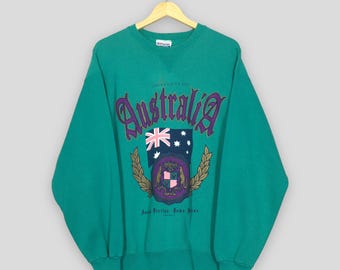 Vintage 90s University Of Australia Green Sweatshirt XLarge Australia University Spell Out Logo Sweater Universities Australia Crewneck XL