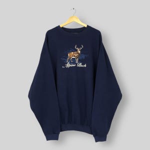 Vintage Whitetail Deer Alpine Buck Sweatshirt XXLarge Deer Wildlife Graphics Sweater Deer Nature Hunting Crewneck Deer Outdoor Jumper XXL