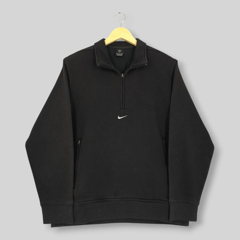 Vintage Nike Golf Half Zipper Sweatshirt Small Nike Golf Swoosh Embroidered Logo Pullover Nike Black Jumper Nike Sportswear Sweater Size S image 1