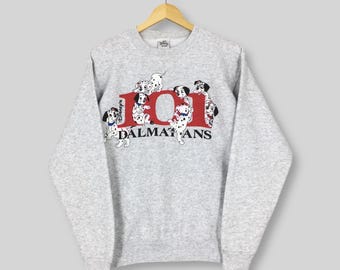 Vintage 90s 101 Dalmatians Dog Cartoon Sweatshirt Small 101 Dalmatians American Movies Disney Ray Summers Crewneck Dog Gray Sweater Size S