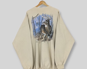 Sweat col rond vintage Jerzees WhiteTail Deer Country Nature