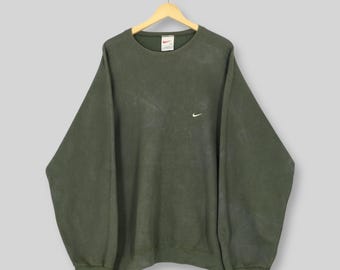 Bluza Nike Swoosh Green z lat 90. XXL w stylu vintage, z haftowanym logo Nike Swoosh, sweter Nike Just Do It z okrągłym dekoltem Nike Sportswear XXL