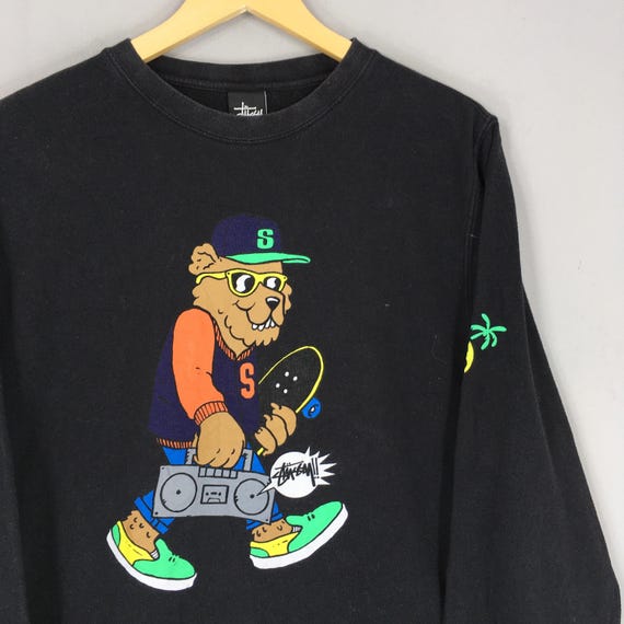 Vintage Stussy Bear Logo Sweatshirt Large Stussy Bear Skateboard