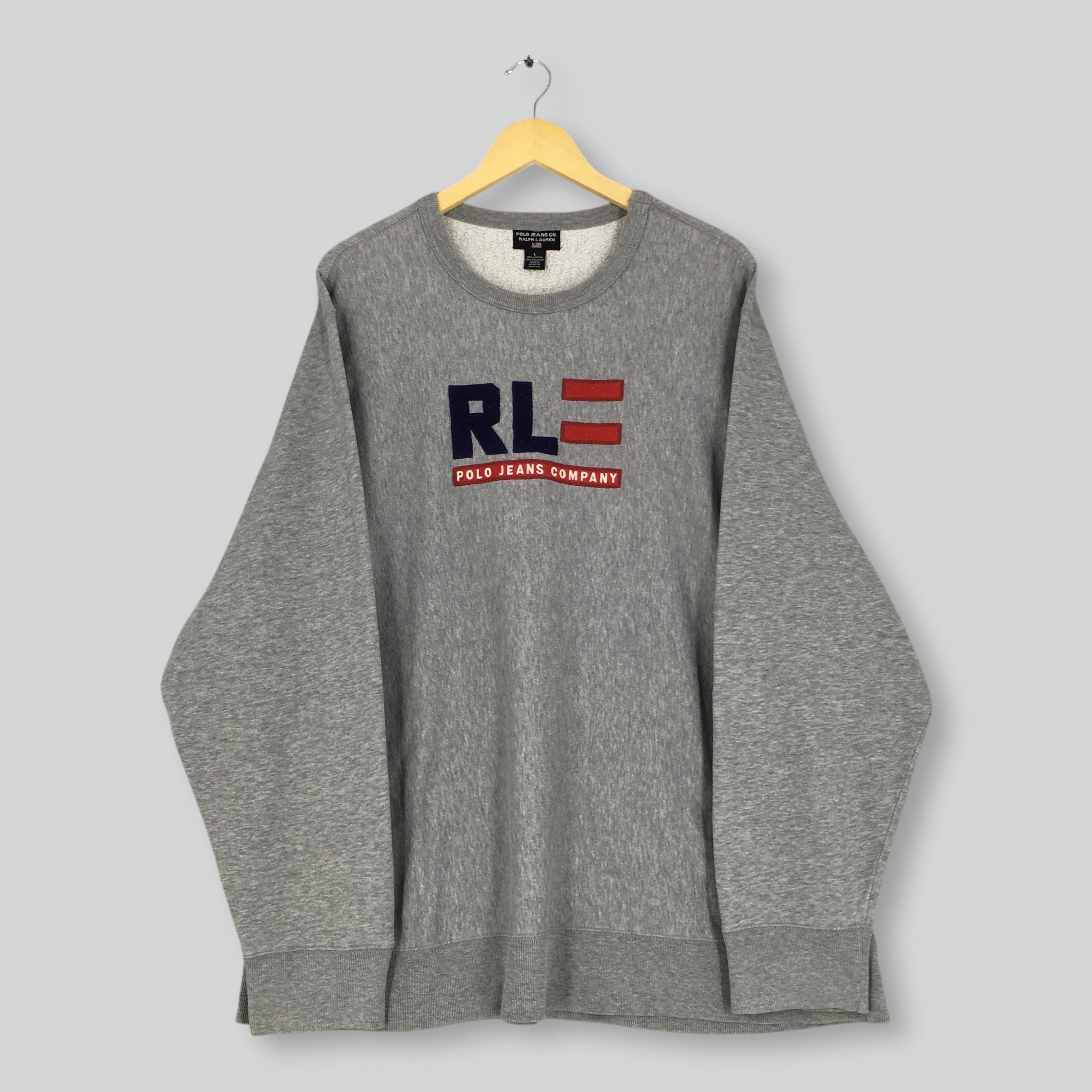 90s Polo Ralph Lauren グラフィック長袖サーマル グレー Vintage Polo Jeans Ralph Lauren Gray Sweatshirt Large Polo Jeans