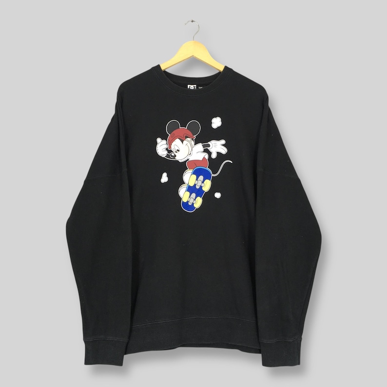 Vintage DC Shoe USA svart tröja XLarge DC Shoe x Mickey Mouse Skateboard-logotyp tröja DC Shoe Skateboarding Streetwear Crewneck storlek XL bild 1