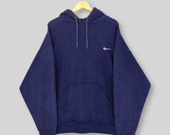 Vintage 1990s Nike Swoosh Hoodie Sweatshirt Large Nike Swoosh Embroidery Logo Sweater Nike Usa Jumper Nike Streetwear Blue Pullover Size L