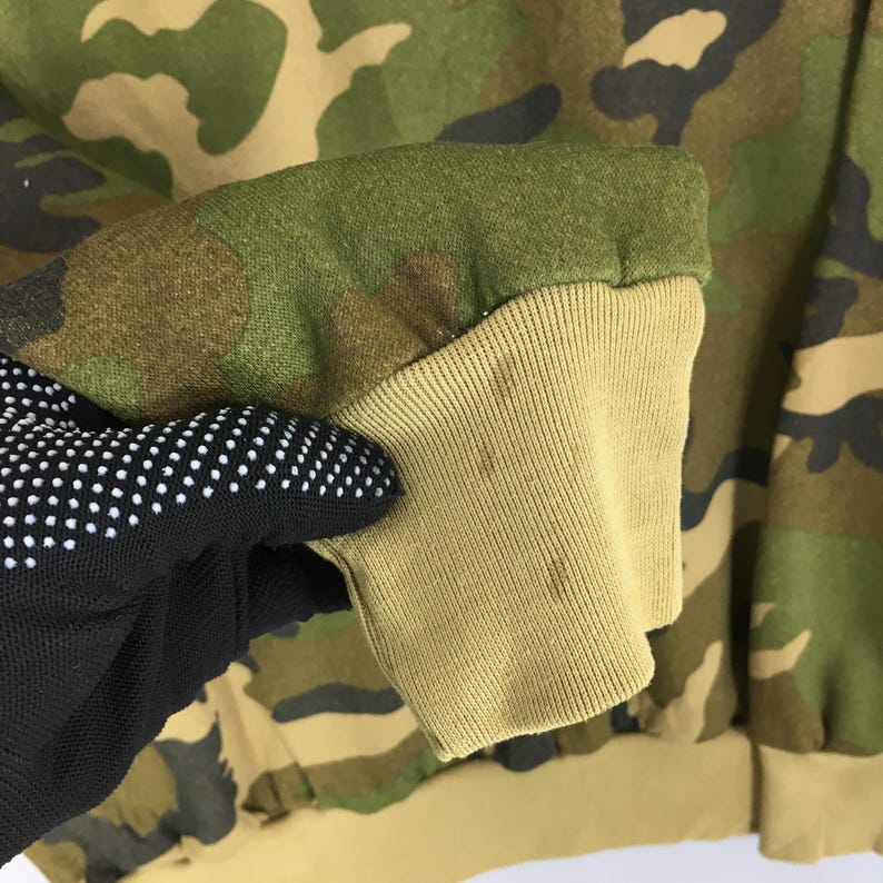 Vintage 80s Duck Bay Camouflage Sweatshirt Large Woodland Camo Hunting All Over Prints Camo Sweater Mossy Oak Camo Green Crewneck Size L image 6