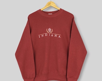 Vintage Indiana University Bloomington Red Sweatshirt Medium IU Indiana University Embroidered Logo Sweater Indiana Hoosiers NCAA Jumper M