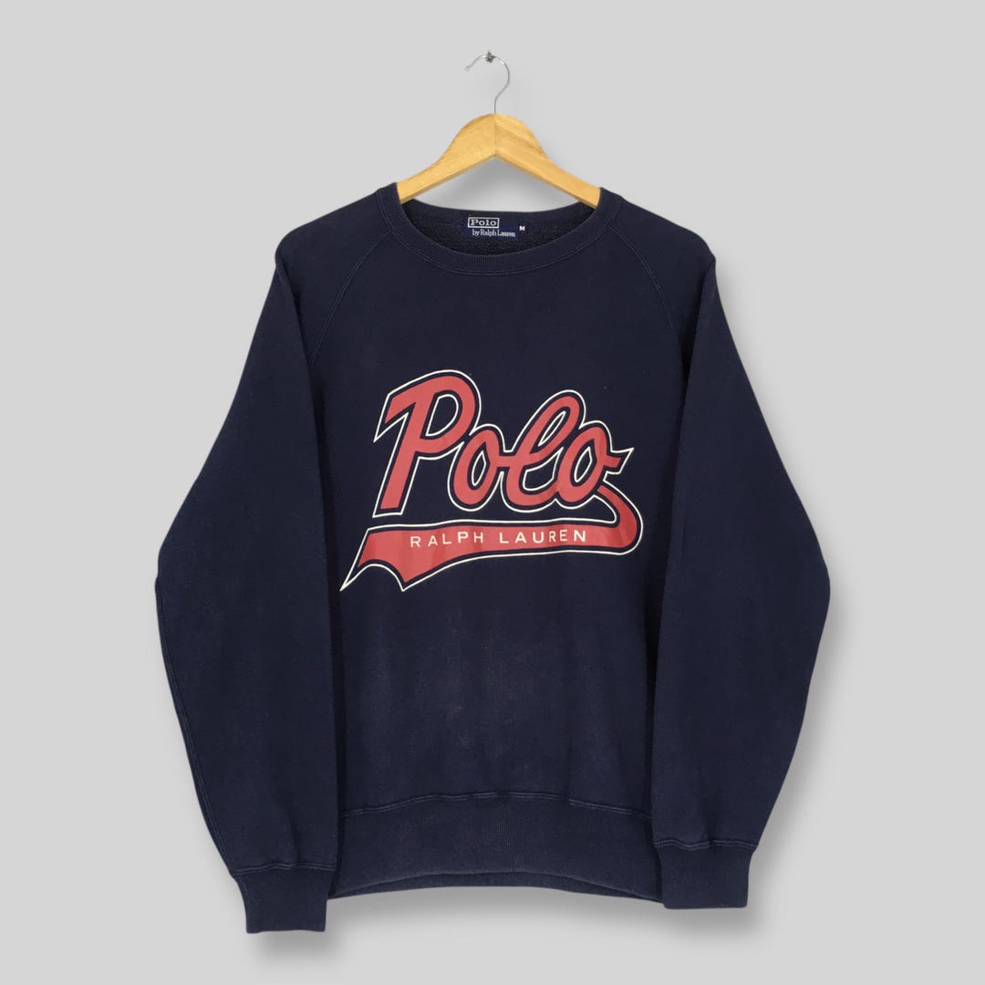 Vintage 90s Polo Ralph Lauren Blue Sweatshirt Medium Polo Ralph