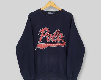 Vintage 90s Polo Ralph Lauren Blue Sweatshirt Medium Polo Ralph