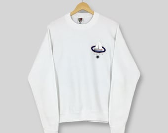 Vintage 90s Seattle Washington White Sweatshirt Large Seattle Yacht Club Graphics Sweater Seattle USA Jumper Washington Crewneck Size L
