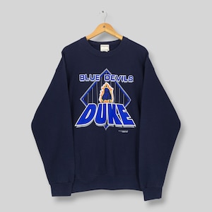 Vintage 90s Duke Blue Devils NCAA Sweatshirt Large Duke Blue Devils Spell Out Printed Logo Sweater Duke University Crewneck Duke Jumper L