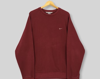 Vintage Y2K Nike Swoosh Maroon Sweatshirt XLarge Nike Swoosh Embroidered Logo Sweater Nike Just Do It Jumper Nike Sportswear Red Crewneck XL