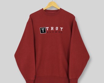 Vintage Troy University Alumni Sweatshirt Medium Troy Alumni Embroidered Logo Sweater Troy Trojans NCAA Jumper Trojans Football Crewneck M