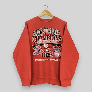 Vintage 80er Jahre San Francisco 49ers NFL Sweatshirt Großes SF 49ers Back To Back Super Bowl Champs Rundhalsausschnitt 49ers American Football Sweatshirt Größe L