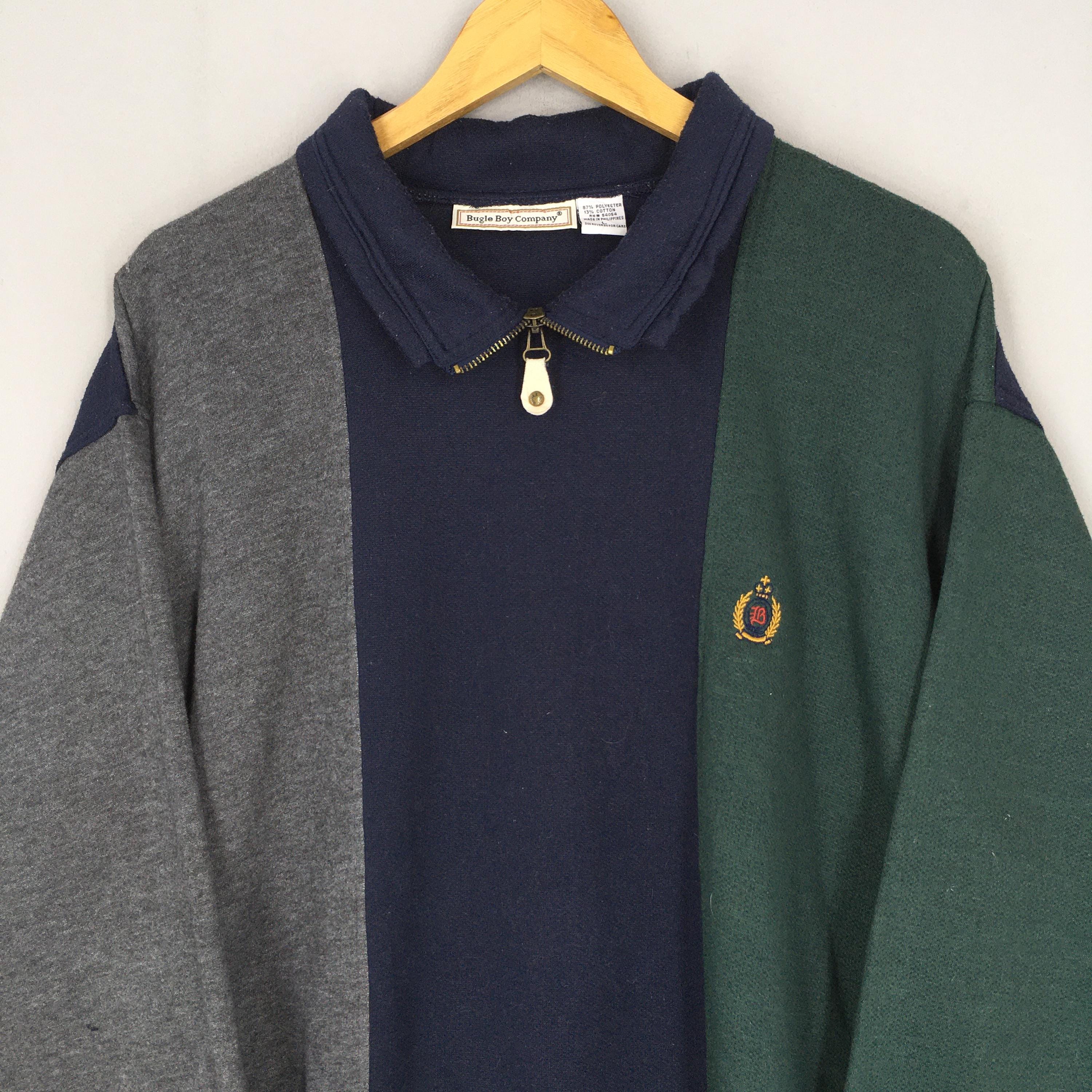 Vintage Bugle Boy Multicolor Zip up Sweatshirt Large Bugle Boy