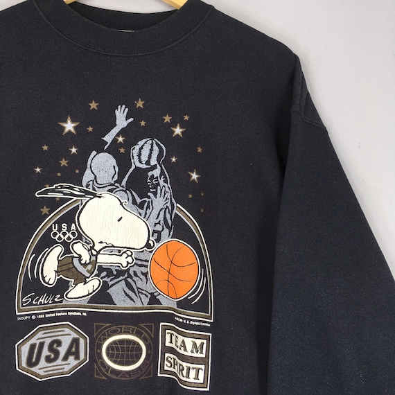 RARE Vintage 90s Snoopy Peanuts USA Olympics Sweatshirt Large Usa