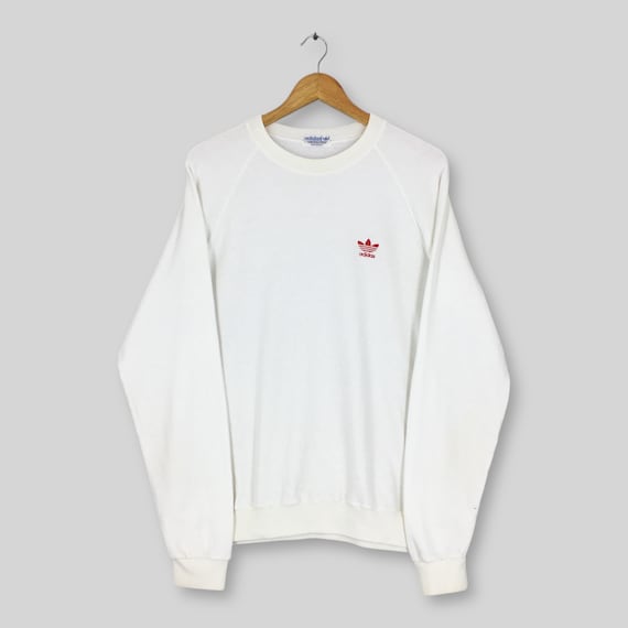 Vintage 90s Adidas Trefoil White Sweatshirt Large Adidas