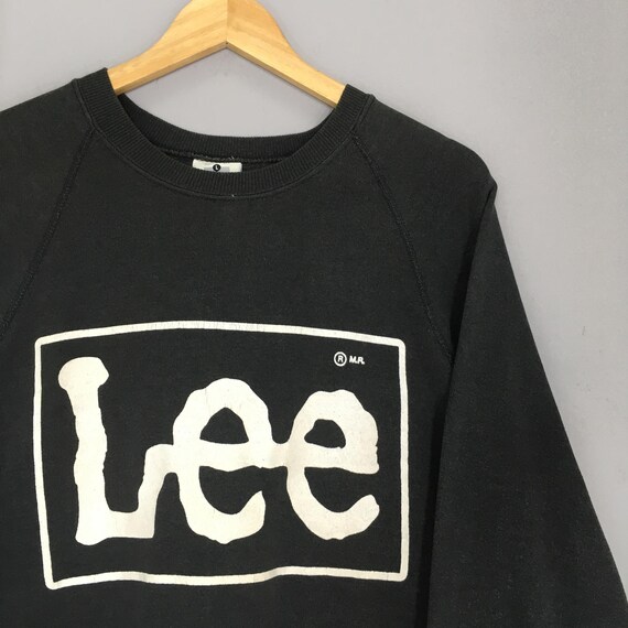 トップス LEE heavy weight independent 90s Vintage 90's Lee Jeans Usa Black Sweatshirt Large Lee Spell Out