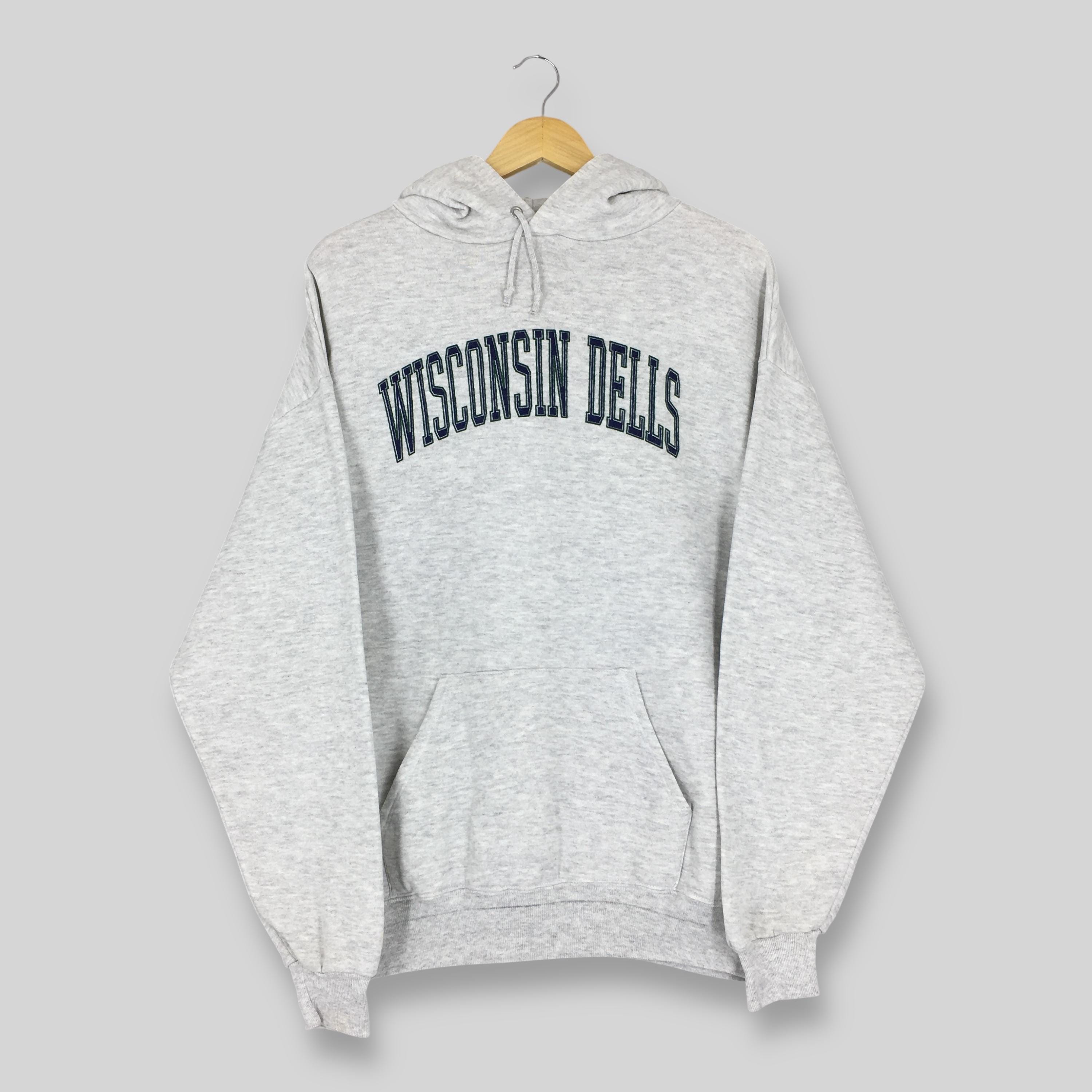 Sweat Vintage Wisconsin Dells – Homme XL, Bleu, Broderie Voilier, Années 90 Tultex