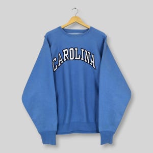 Vintage University of North Carolina Blue Sweatshirt Large UNC North Carolina Embroidered Sweater North Carolina Tar Heels NCAA Crewneck L image 1