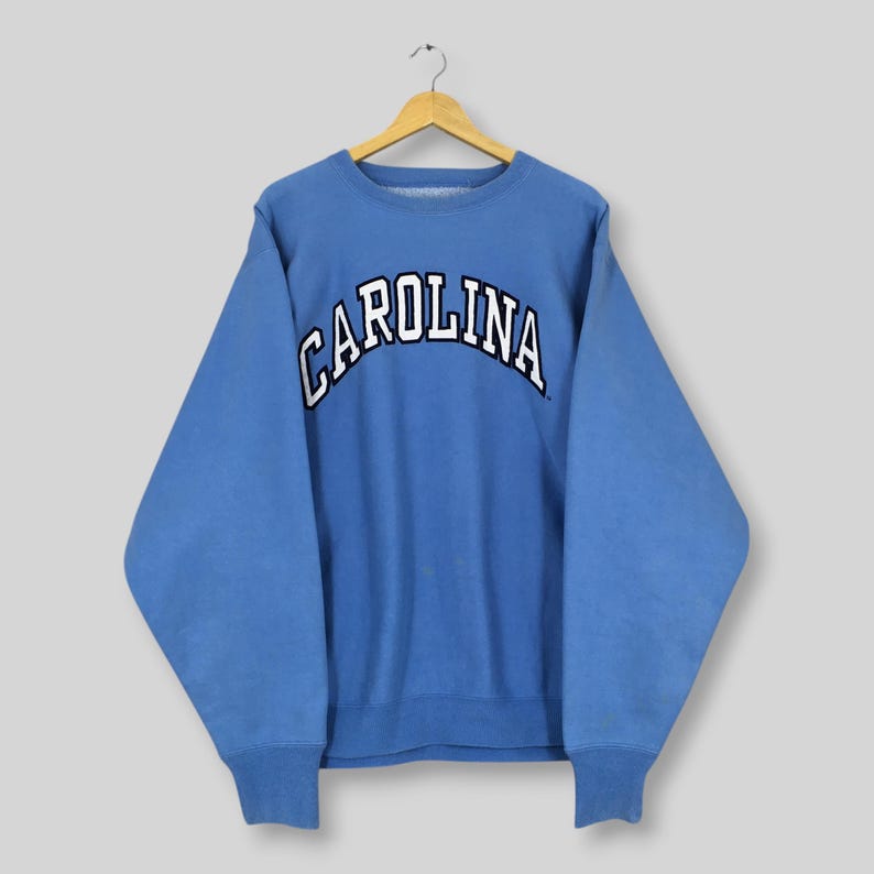 Vintage University of North Carolina Blue Sweatshirt Large UNC North Carolina Embroidered Sweater North Carolina Tar Heels NCAA Crewneck L image 1