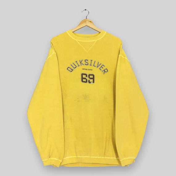 Vintage 90s Quiksilver Skateboarding Yellow Sweatshirt Large 