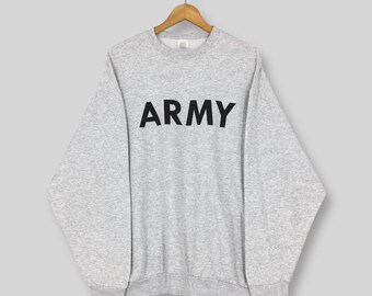 Vintage 90er Jahre Army Graues Sweatshirt XLarge Army Spell Out Bedruckter Pullover US Army Pulli Army West Point Boxy Crewneck Gr. XL