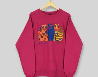 Vintage 90s Laurel Burch Cat Artwork Sweatshirt Large Laurel Burch Studios Pop Art Sweater Artwork Graphics Sweater Laurel Burch Crewneck L