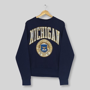 Vintage 1990s University of Michigan Sweatshirt Small University of Michigan Printed Logo Sweater Michigan Wolverines NCAA Crewneck Size S