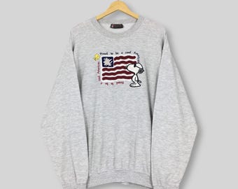 Vintage Peanuts Snoopy Joe Cool Sweatshirt XLarge Snoopy Woodstock Cartoon Charles M. Schulz Jumper Peanuts Snoopy American Gray Sweater XL