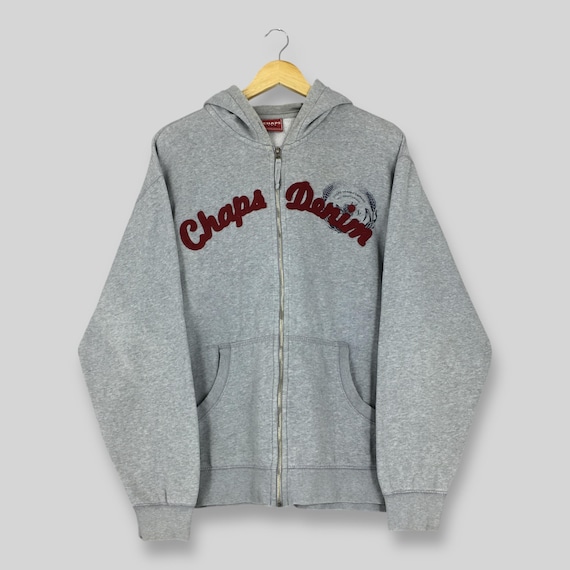 Vintage Y2K Chaps Denim Zipper Hoodie Sweatshirt Large Chaps Denim