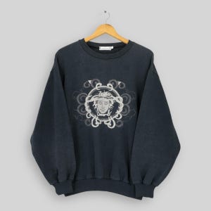 Vintage Gianni Versace Black Sweatshirt Medium Gianni Versace Medusa Head Embroidered Logo Crewneck Gianni Versace Medusa Italy Sweater M