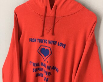 Vintage Super Lovers London Tokyo Hoodie Sweatshirt Large Super