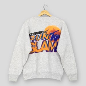 Vintage 90s Converse All Star Gray Sweatshirt Medium Converse Run n Slam Printed Logo Sweater Converse Chuck Taylor Basketball Crewneck M