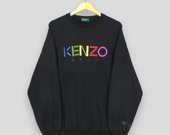 Vintage Kenzo Golf Black Sweatshirt Large Kenzo Golf Embroidered