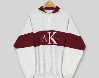 Vintage 90s Alaska The Last Frontier Half Zipper Sweatshirt Large Alaska United States Logo Pullover Alaska US Jumper Alaska Sweater Size L