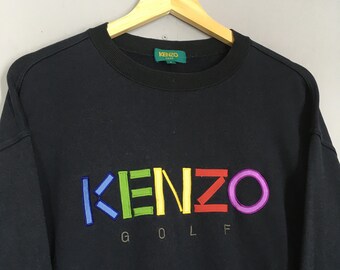 Vintage Kenzo Golf Black Sweatshirt Large Kenzo Golf Embroidered