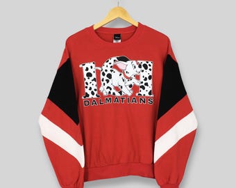 Vintage 101 Dalmatians Dog Cartoon Sweatshirt Medium 101 Dalmatians American Movies Disney Ray Summers Crewneck Dog Red Sweater Size M